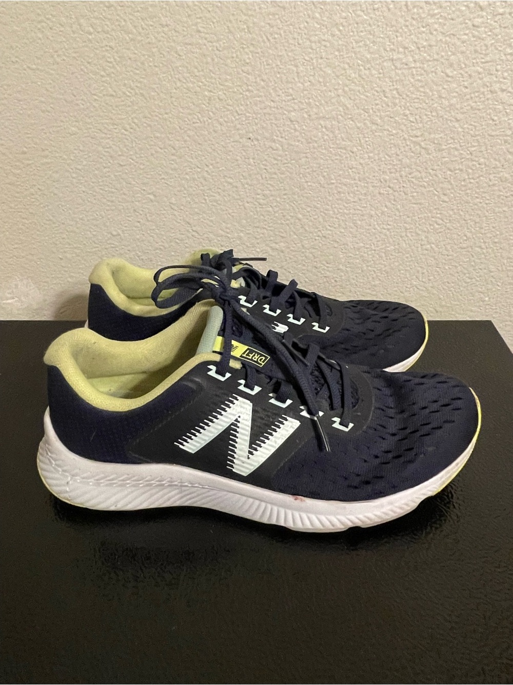 New Balance Navy & Pale Yellow Athletic Sneakers